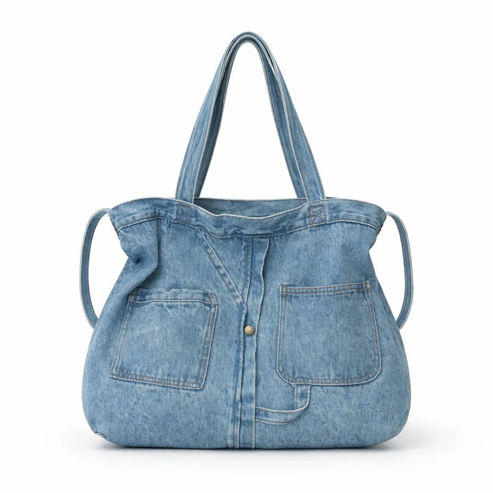 Large Denim Shoulder Bag, Zipper Tote Bag Women
