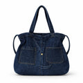 Large Denim Shoulder Bag, Zipper Tote Bag Women