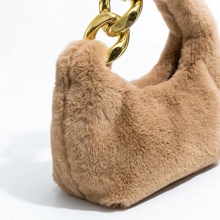Plush – Faux Fur Mini Shoulder Bag with Chain Handle